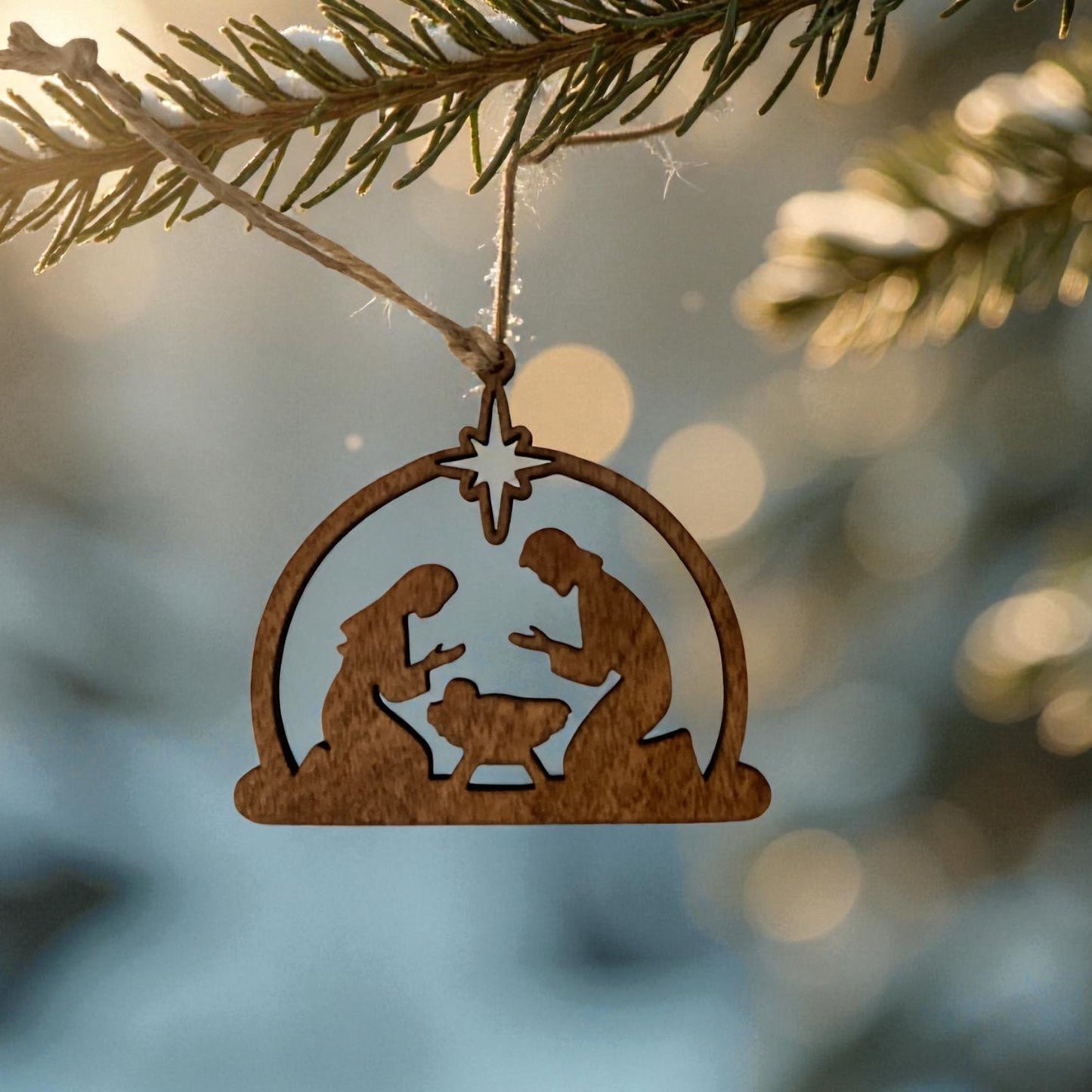 Ornaments - Assorted Round Wood Nativity