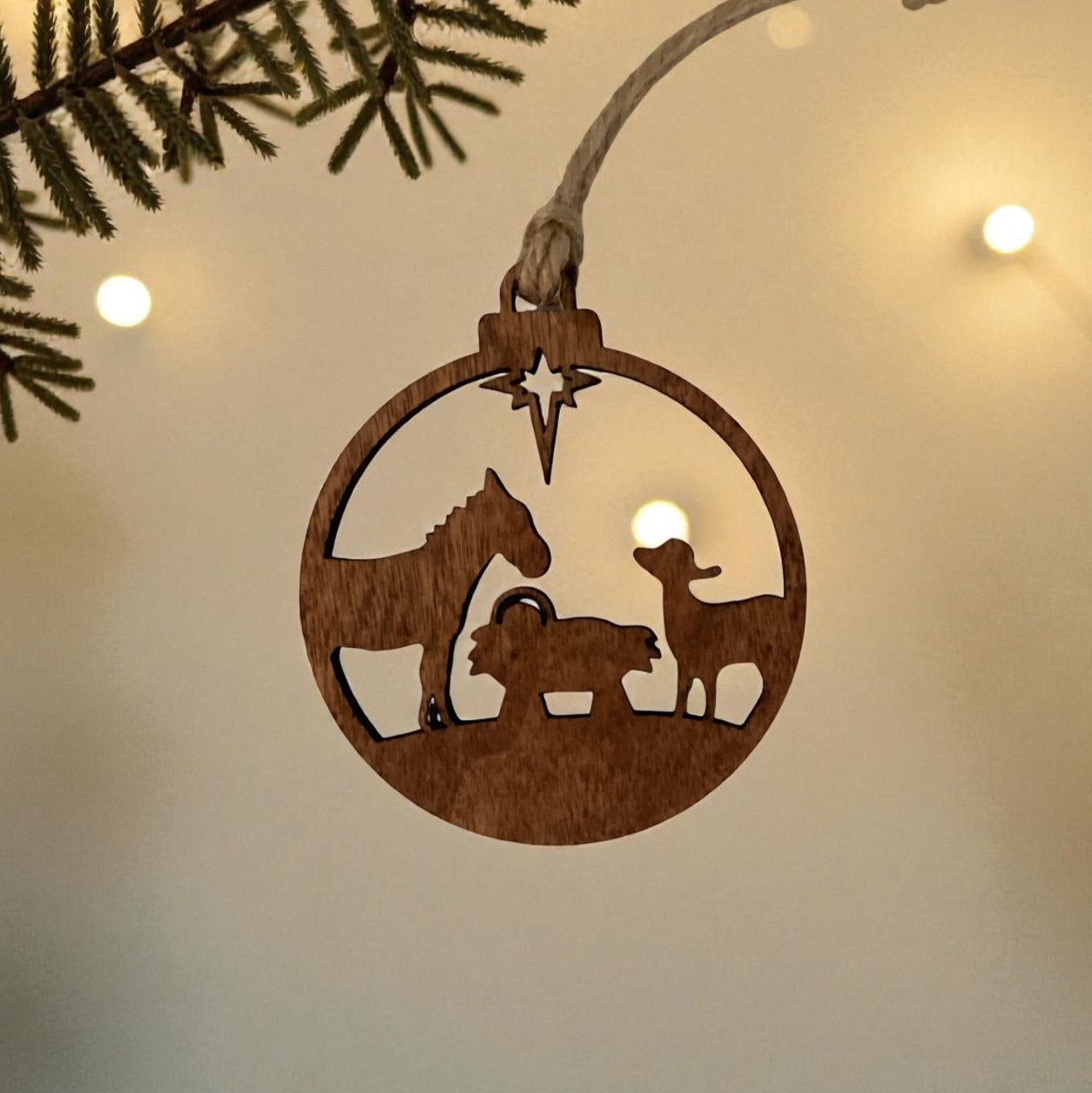 Ornaments - Assorted Round Wood Nativity