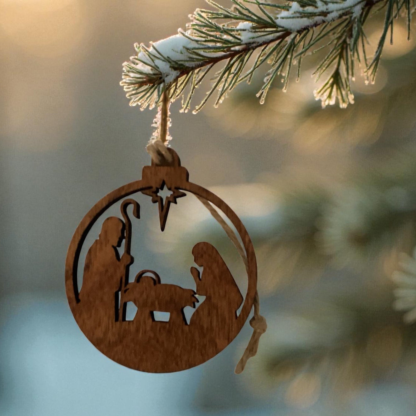 Ornaments - Assorted Round Wood Nativity
